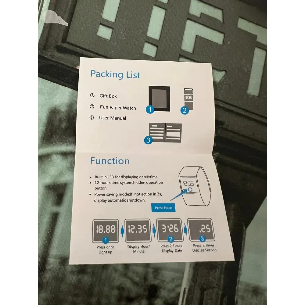 Magnetic LED Digital Paper Watch, Waterproof Printed Wrist Bracelet for Unisex